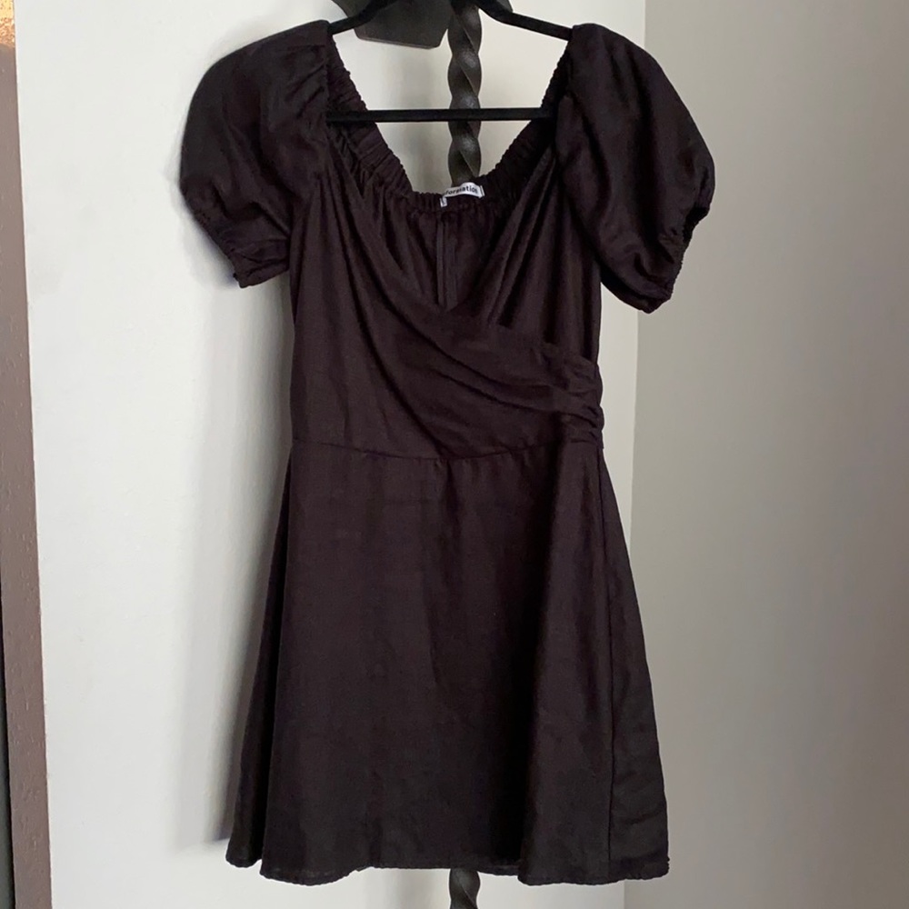NWOT Reformation Black Bowie Dress 6 Linen